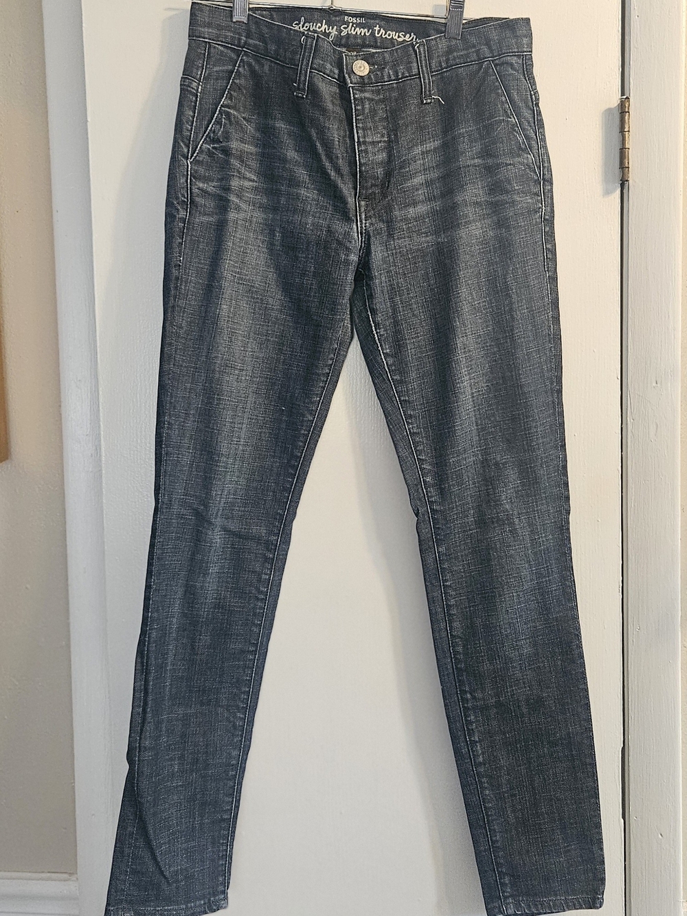 Fossil Women’s Slouchy Slim Trousers Jeans - Dark Wash Blue